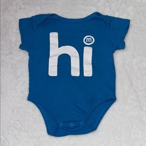 (3 for $10) M&M Blue 'hi' One Piece bodysuit